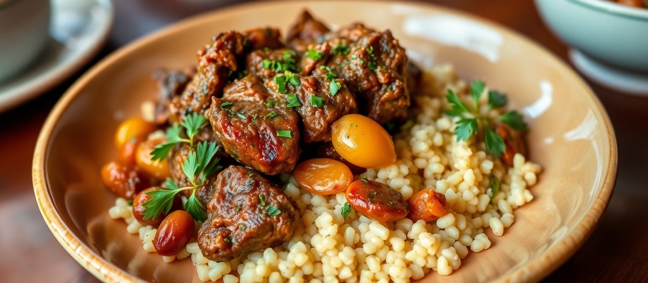 Spiced Lamb and Apricot Tagine with Almond Couscous