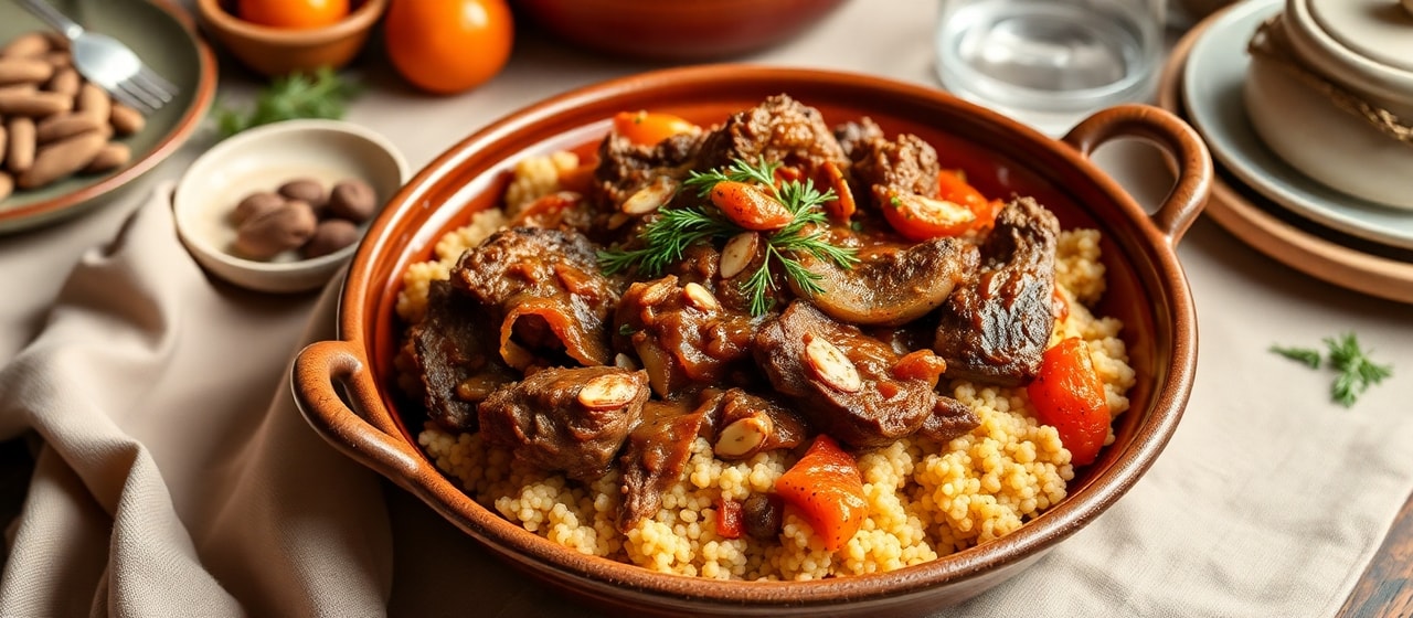Spiced Lamb and Apricot Tagine with Almond Couscous