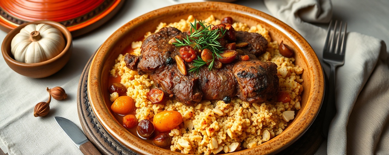 Spiced Lamb and Apricot Tagine with Almond Couscous