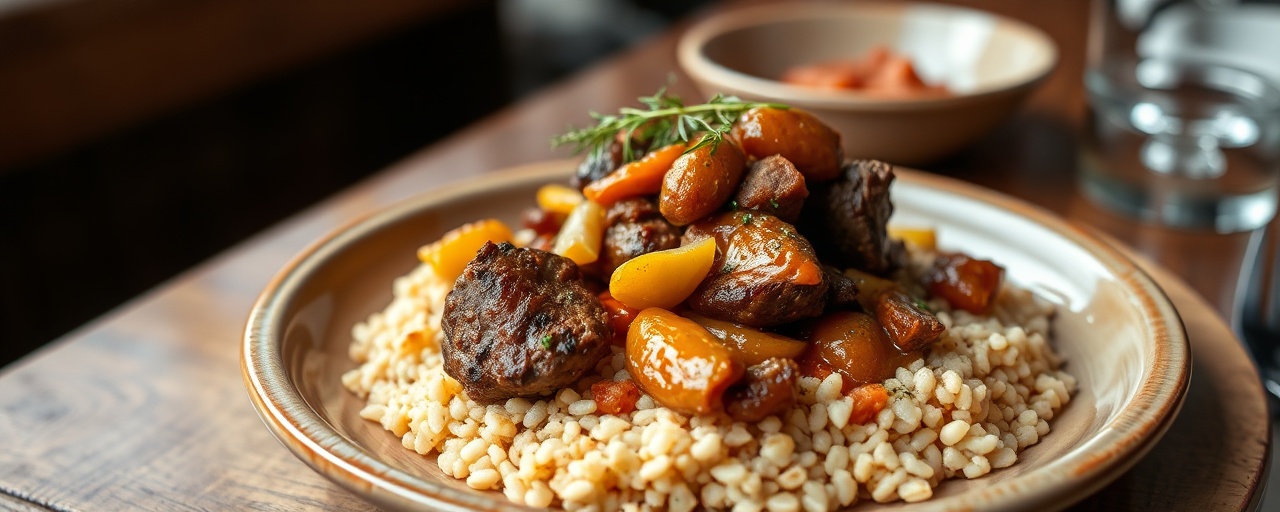 Spiced Lamb and Apricot Tagine with Almond Couscous