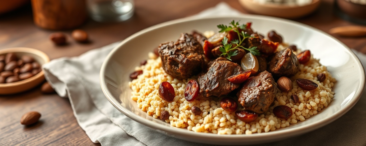 Spiced Lamb and Apricot Tagine with Almond Couscous