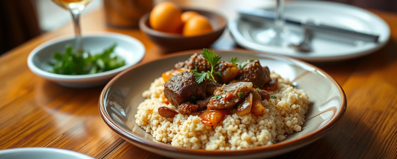 Spiced Lamb and Apricot Tagine with Almond Couscous