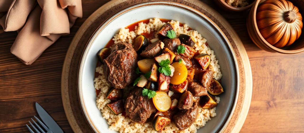 Spiced Lamb and Fig Tagine with Almond Couscous