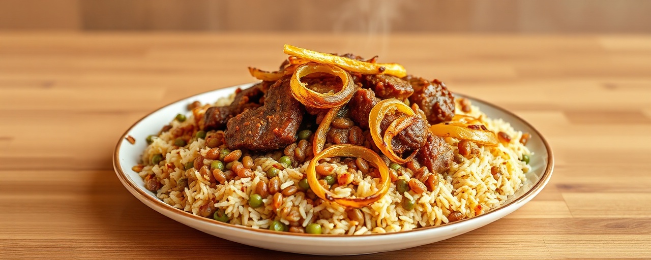 Spiced Lamb and Lentil Mujadara with Crispy Onions