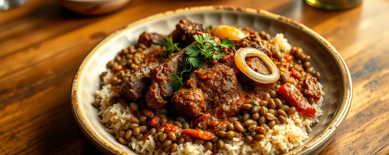 Spiced Lamb and Lentil Mujadara with Crispy Onions
