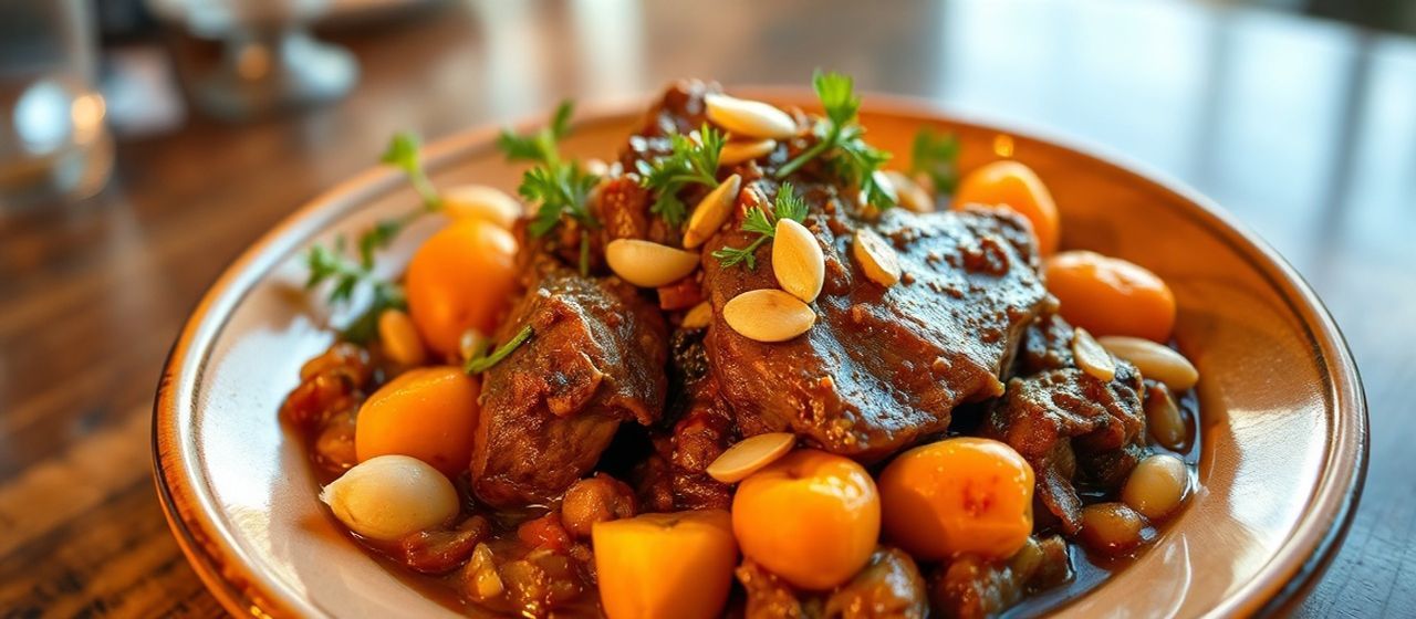 Spiced Lamb Tagine with Apricots and Almonds