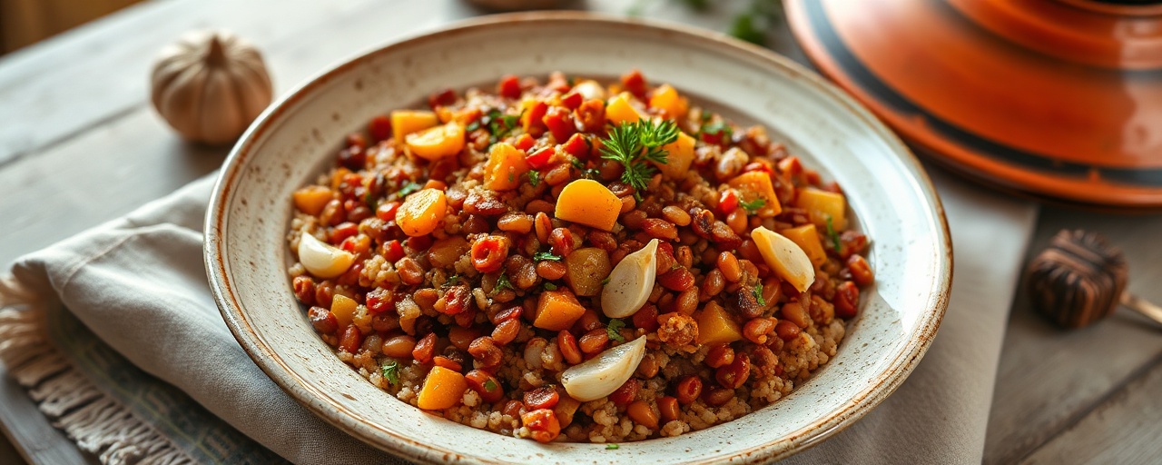 Spiced Lentil and Apricot Tagine with Quinoa