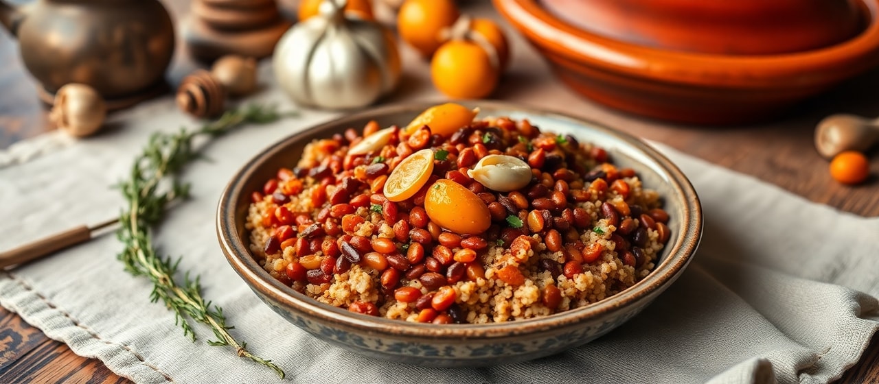 Spiced Lentil and Apricot Tagine with Quinoa
