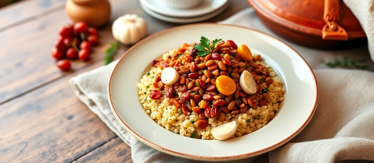 Spiced Lentil and Apricot Tagine with Quinoa