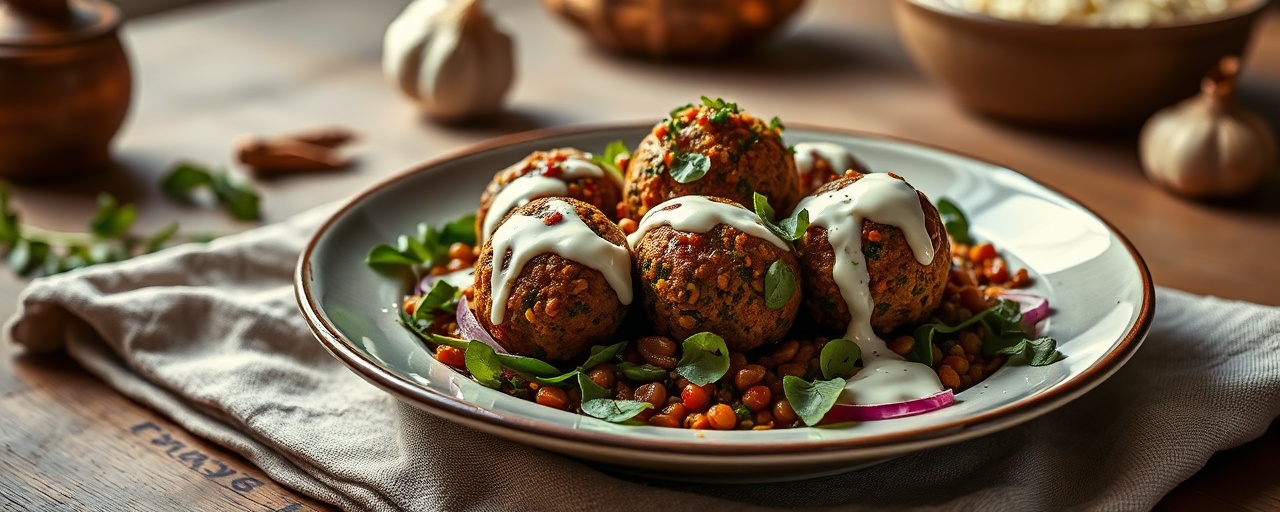 Spiced Lentil and Spinach Kofta with Saffron Yogurt Drizzle