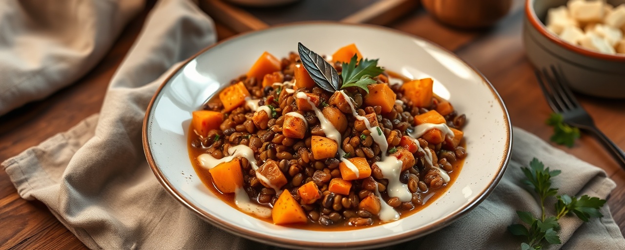 Spiced Lentil and Sweet Potato Bowl with Tahini-Lime Drizzle
