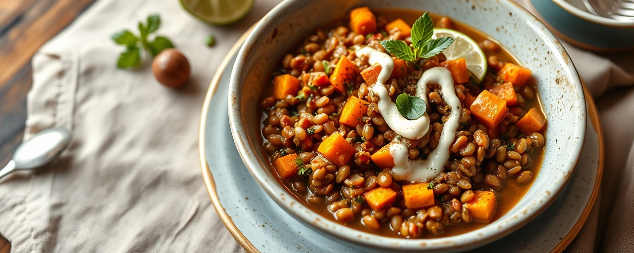 Spiced Lentil and Sweet Potato Bowl with Tahini-Lime Drizzle