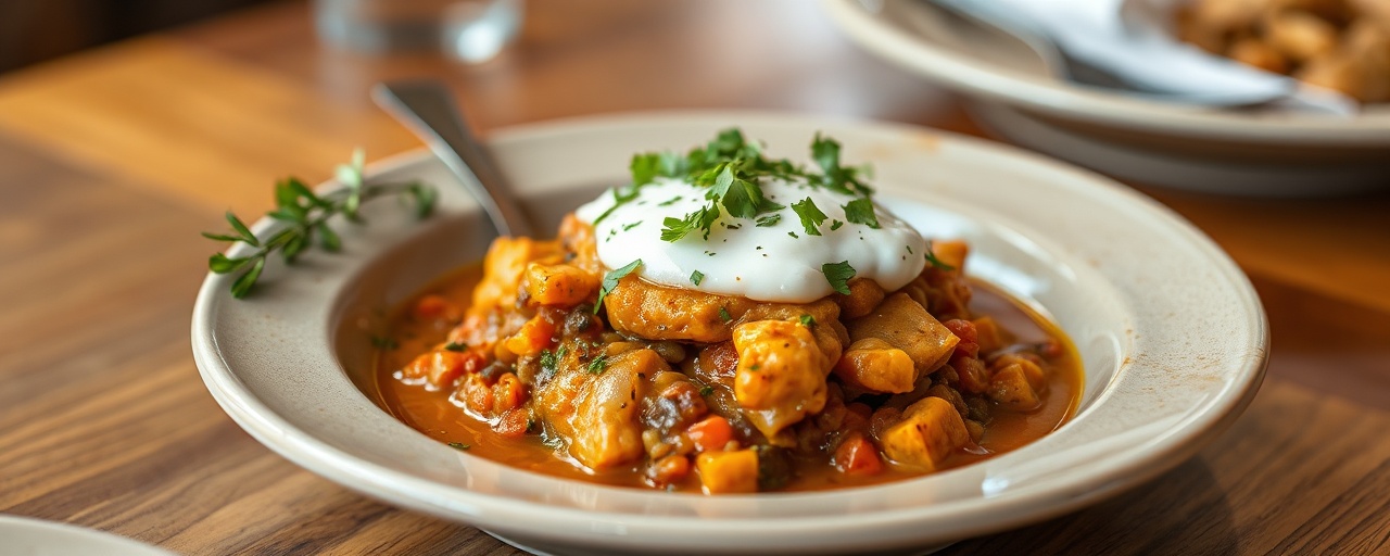 Spiced Lentil and Sweet Potato Shepherd's Pie with Coconut Curry Topping