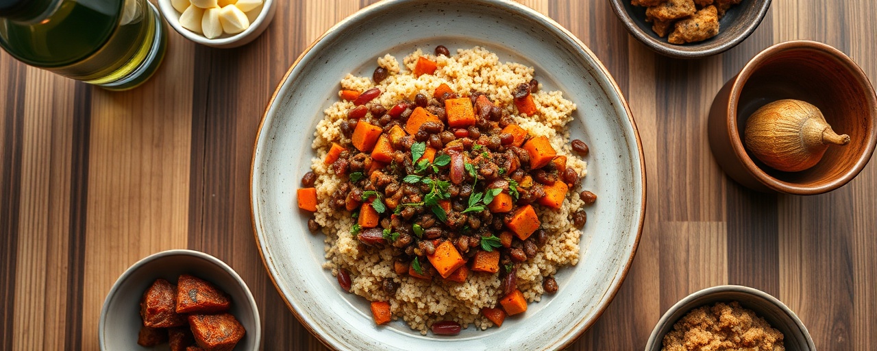 Spiced Lentil and Sweet Potato Tagine with Apricot Couscous