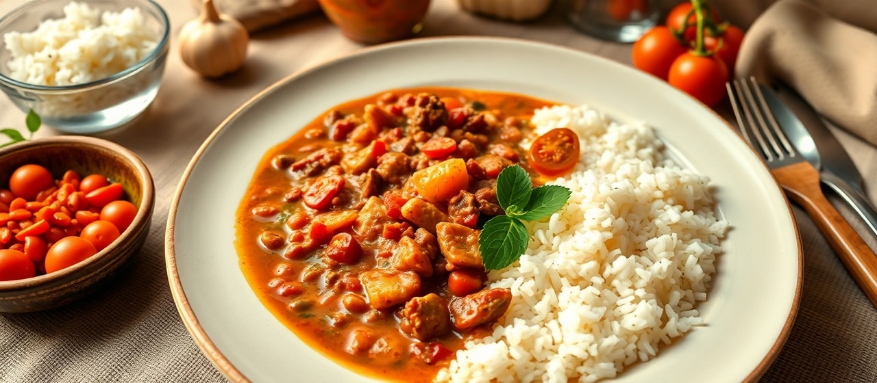 Spiced Lentil and Vegetable Curry with Coconut Rice