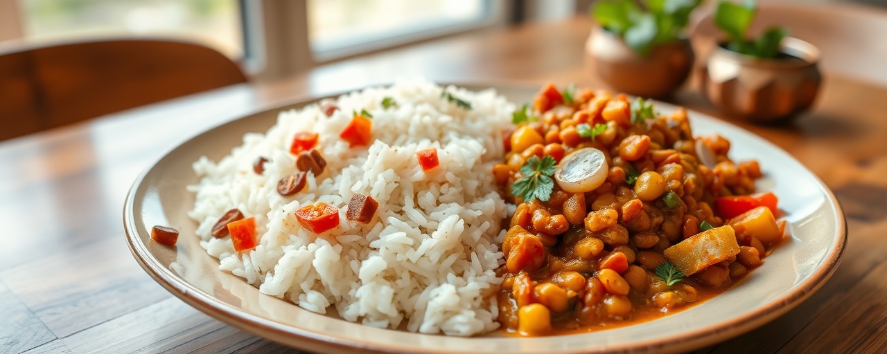 Spiced Lentil and Vegetable Curry with Coconut Rice