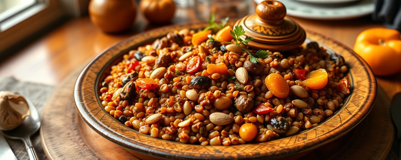Spiced Lentil and Vegetable Tagine with Almonds and Apricots
