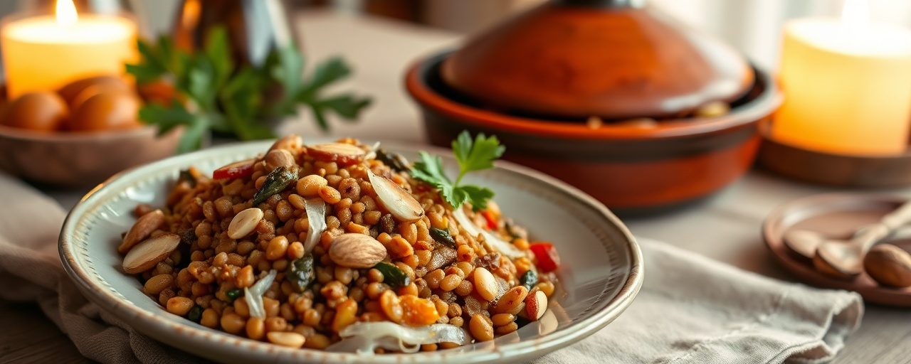 Spiced Lentil and Vegetable Tagine with Almonds and Apricots
