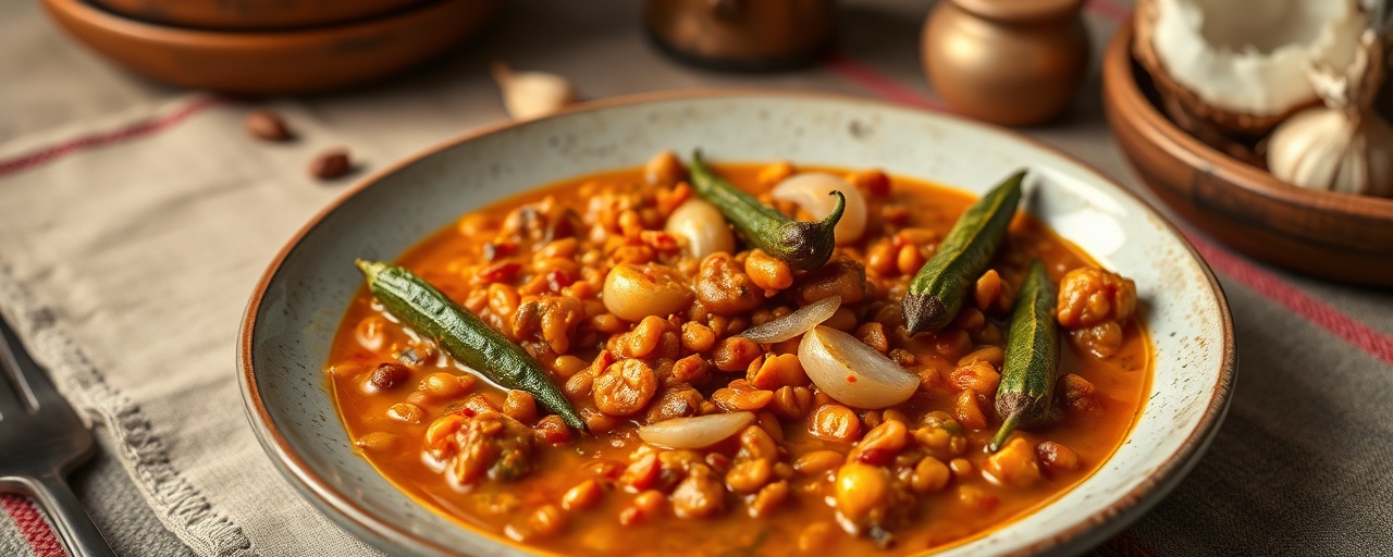 Spiced Red Lentil and Coconut Curry with Crispy Okra