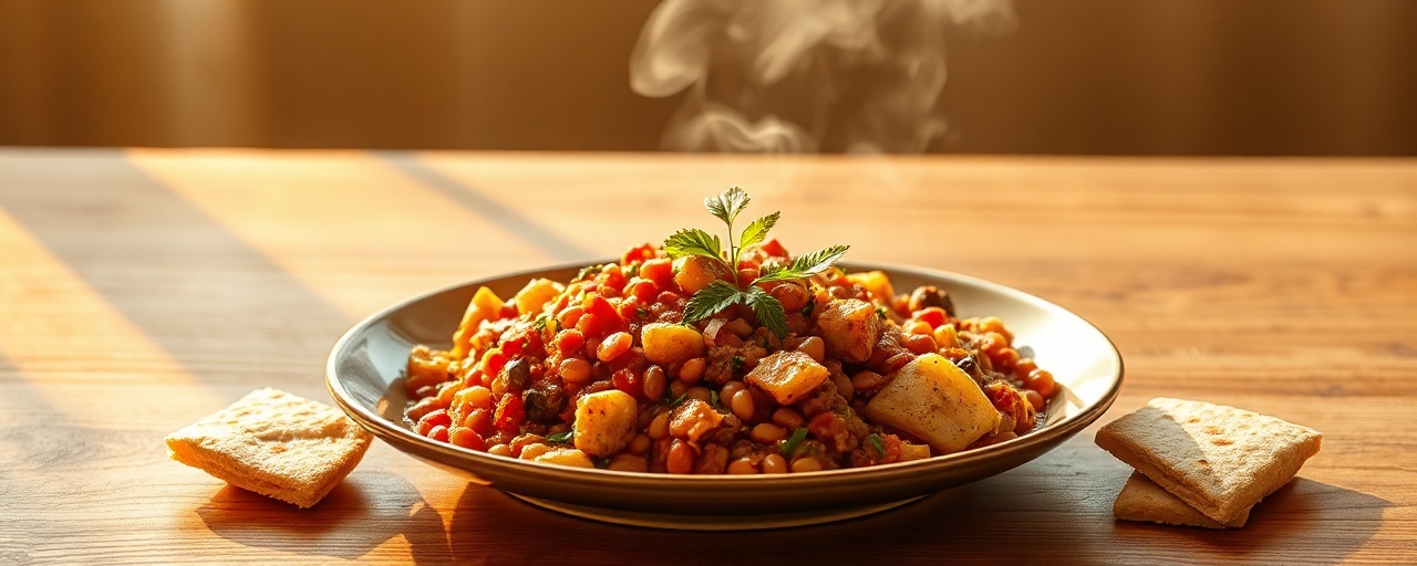 Spiced Red Lentil and Vegetable Wat with Injera Croutons