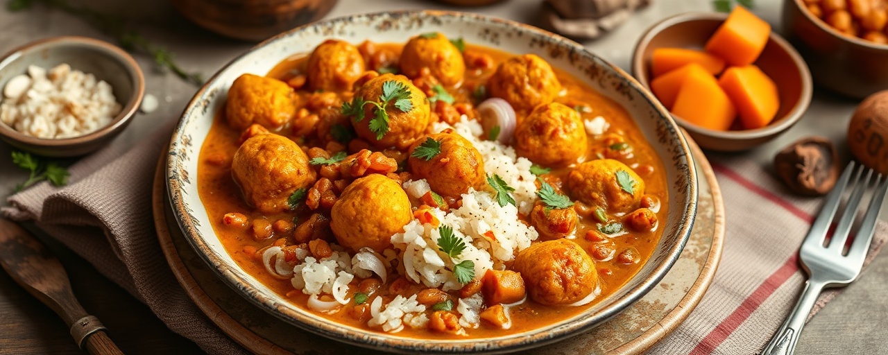 Spiced Sweet Potato and Red Lentil Kofta Curry
