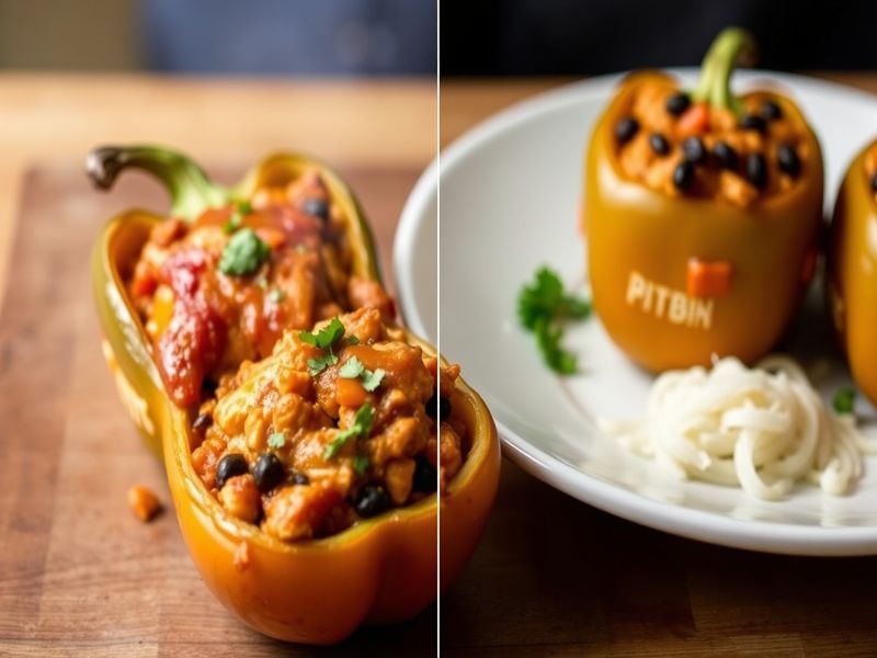 Spicy Chipotle Chicken and Black Bean Stuffed Bell Peppers
