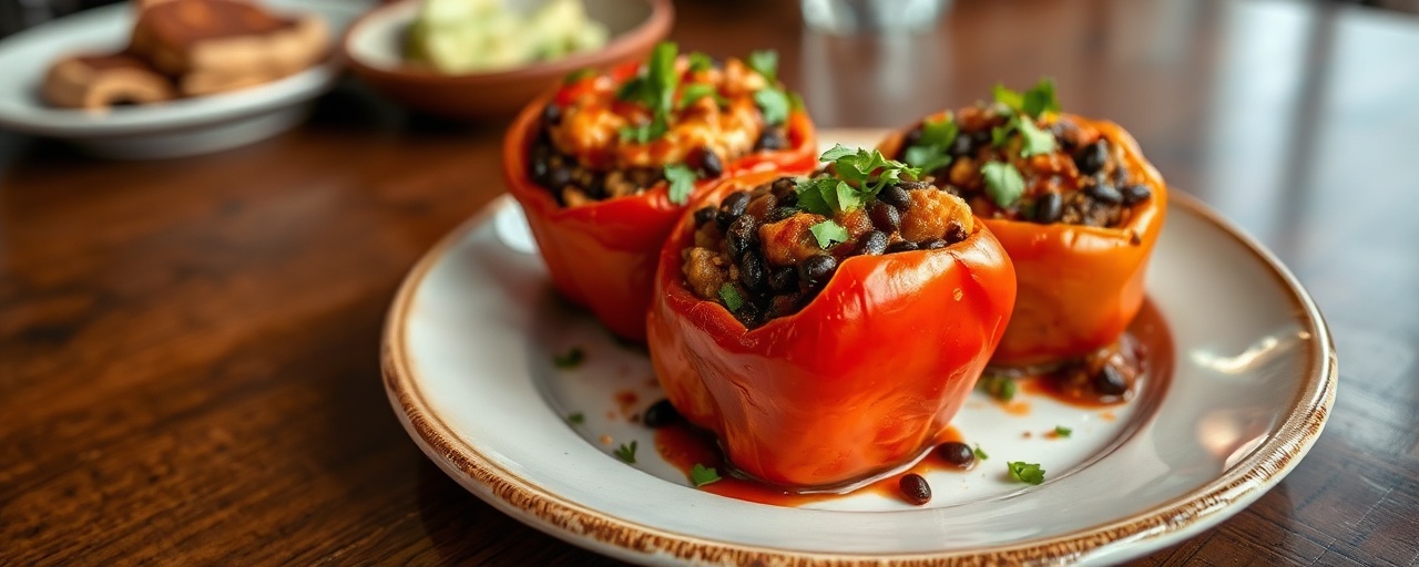 Spicy Chipotle Chicken and Black Bean Stuffed Bell Peppers