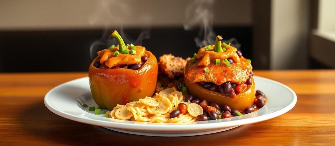 Spicy Chipotle Chicken and Black Bean Stuffed Bell Peppers