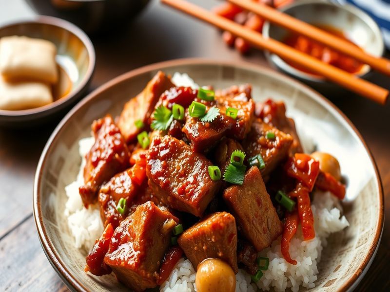Spicy Gochujang Pork Belly Stir-fry with Kimchi and Rice Cakes