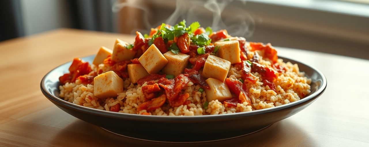 Spicy Gochujang Tofu and Kimchi Fried Rice