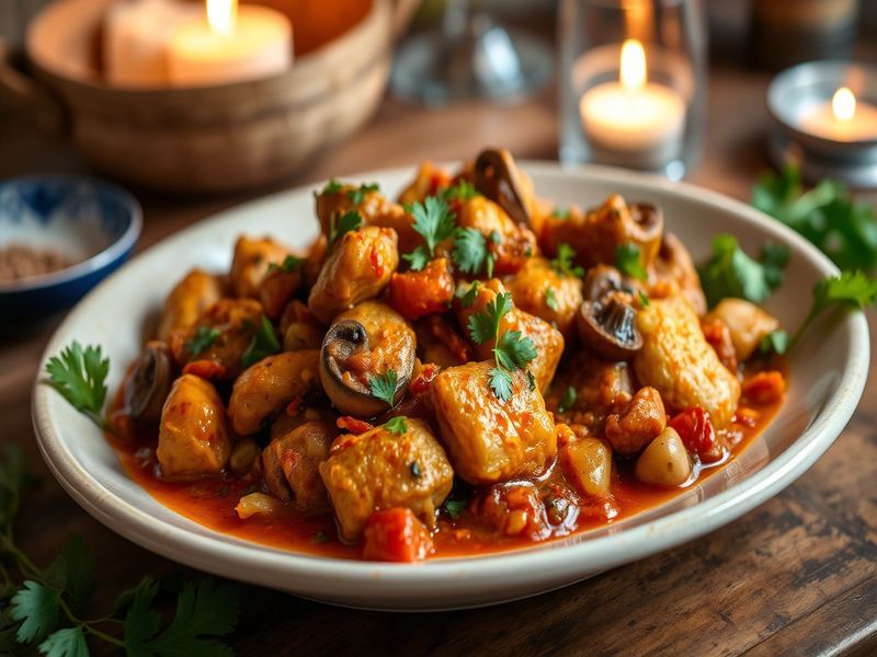 Spicy Indian Chicken, Mushroom, and Bell Pepper Masala