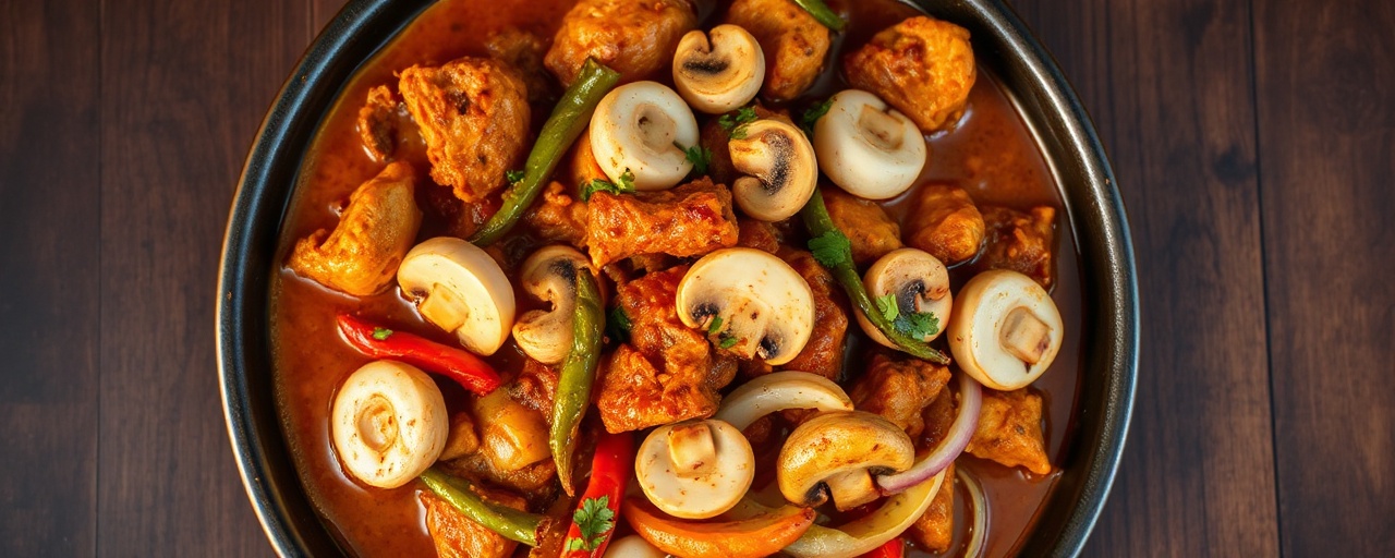 Spicy Indian Chicken, Mushroom, and Bell Pepper Masala