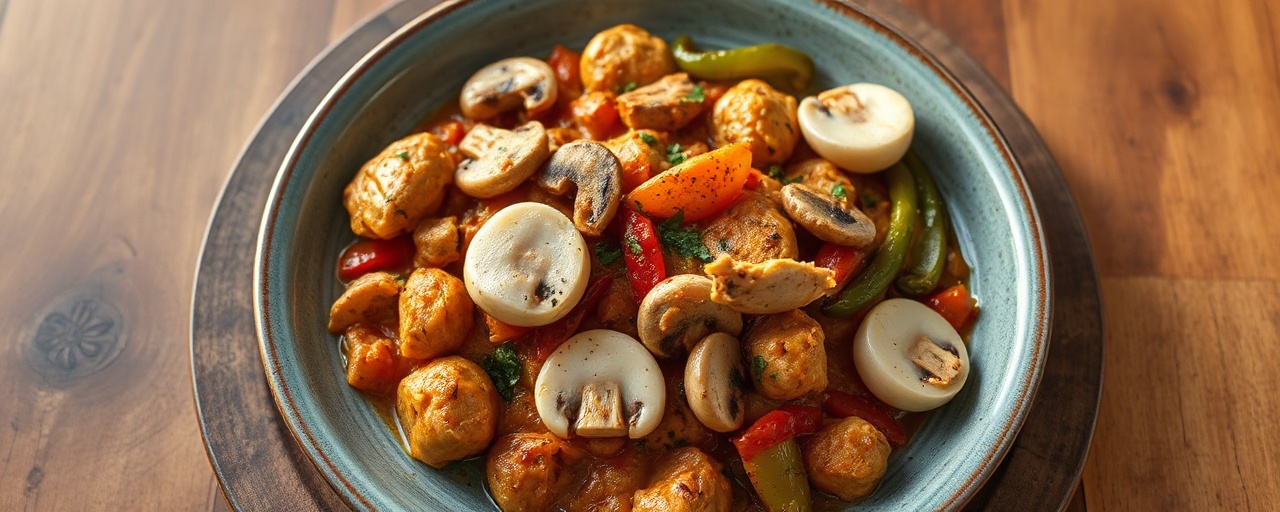 Spicy Indian Chicken, Mushroom, and Bell Pepper Masala