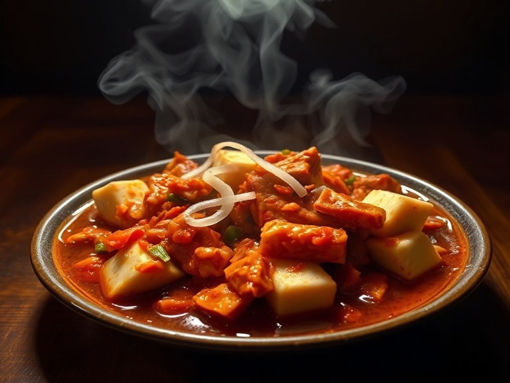 Spicy Kimchi Jjigae with Pork Belly and Tofu