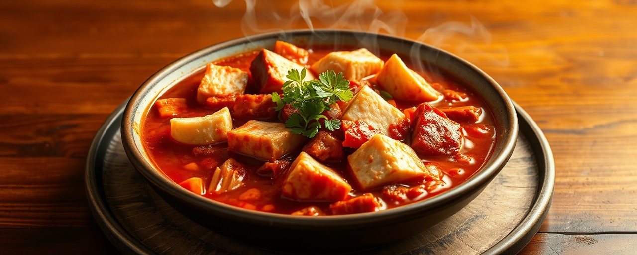 Spicy Kimchi Jjigae with Pork Belly and Tofu