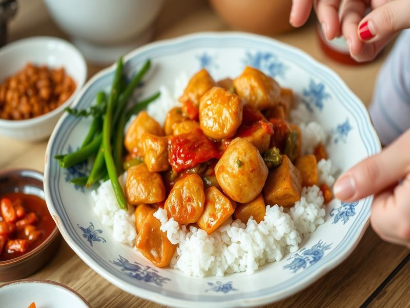 Spicy Korean Gochujang Chicken and Rice Cakes Stir-fry