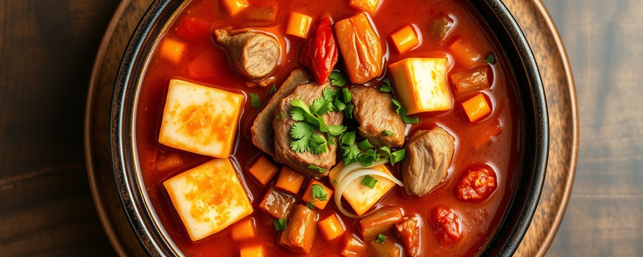 Spicy Korean Kimchi Jjigae with Pork Belly and Tofu