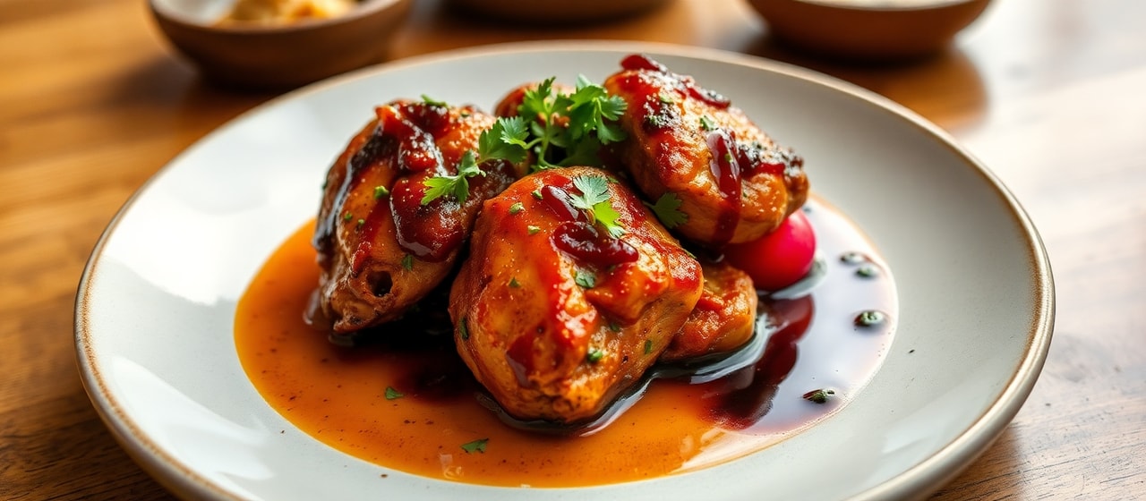 Spicy Korean "Tandoor" Chicken Thighs with Kimchi-Roasted Radishes