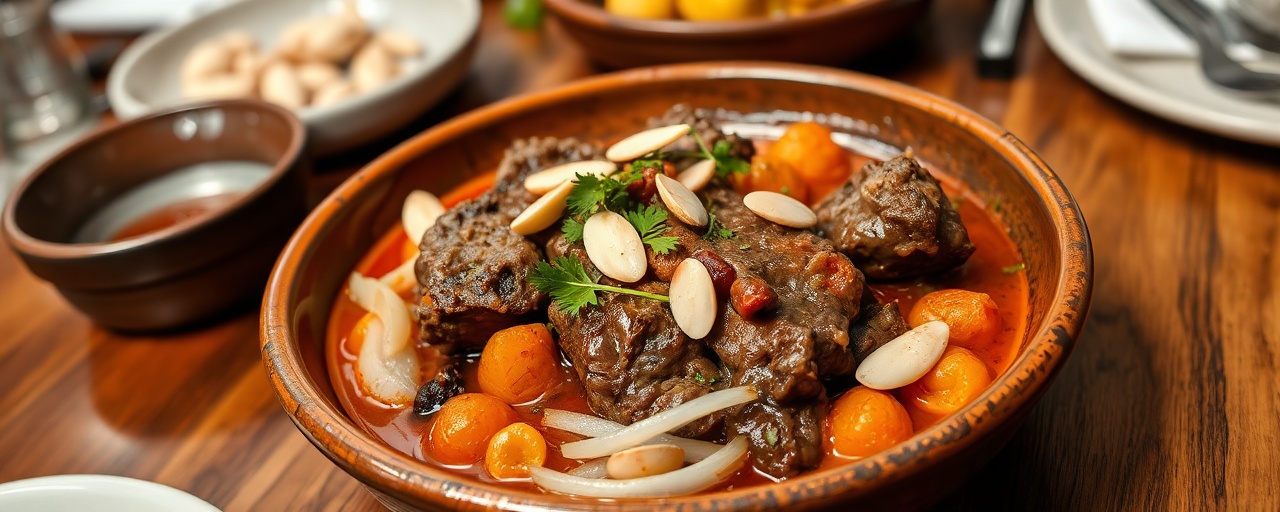 Spicy Lamb and Apricot Tagine with Almonds