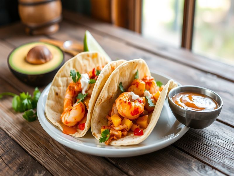 Spicy Mango Habanero Shrimp Tacos with Chipotle Crema
