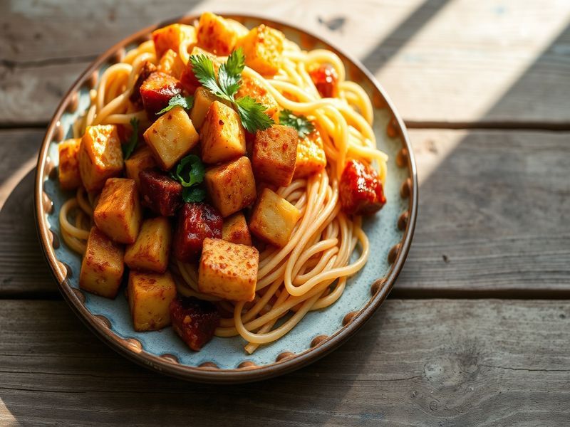 Spicy Miso Tofu Udon Stir-fry