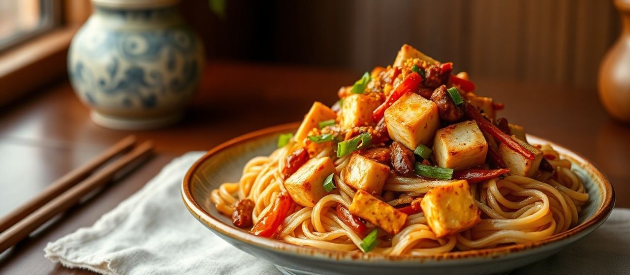 Spicy Miso Tofu Udon Stir-fry