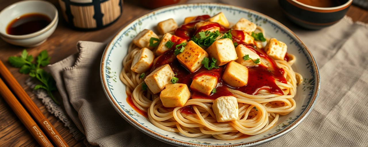 Spicy Miso Tofu Udon Stir-fry