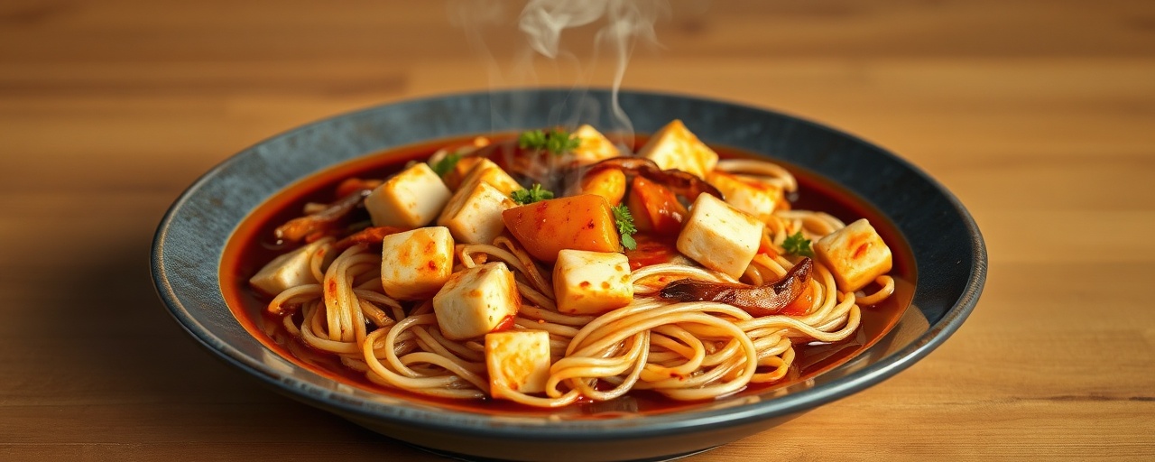 Spicy Miso Tofu Udon Stir-fry