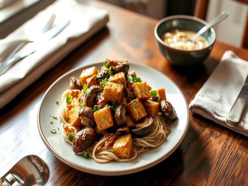 Spicy Pan-Asian Mushroom and Tofu Stir-fry with Soba Noodles