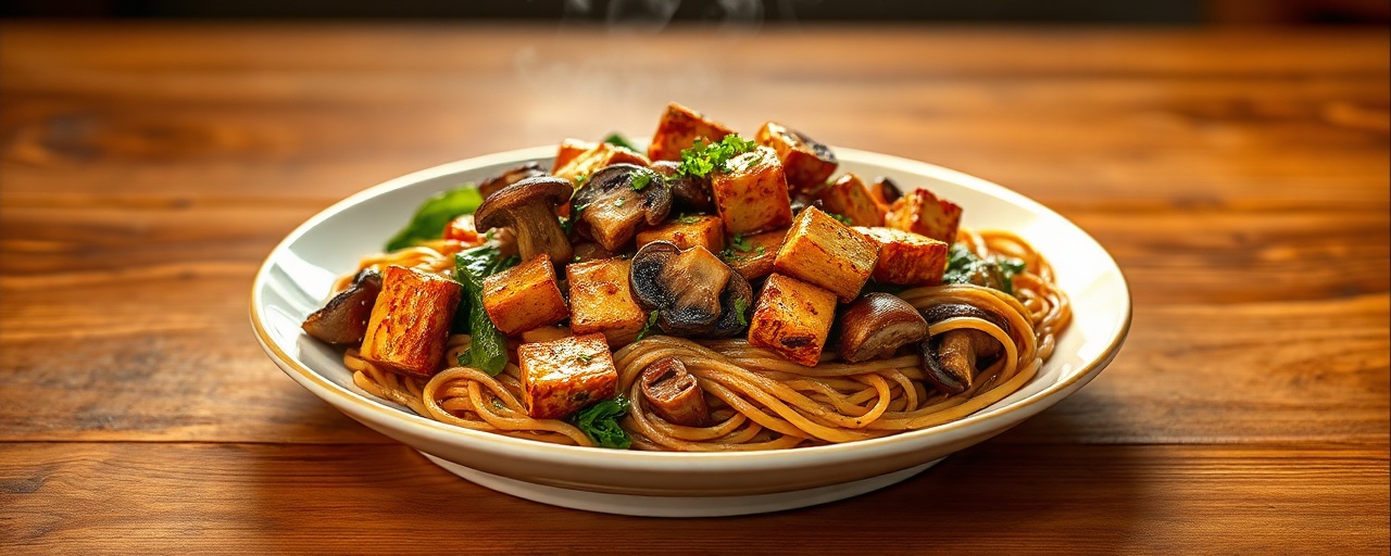 Spicy Pan-Asian Mushroom and Tofu Stir-fry with Soba Noodles