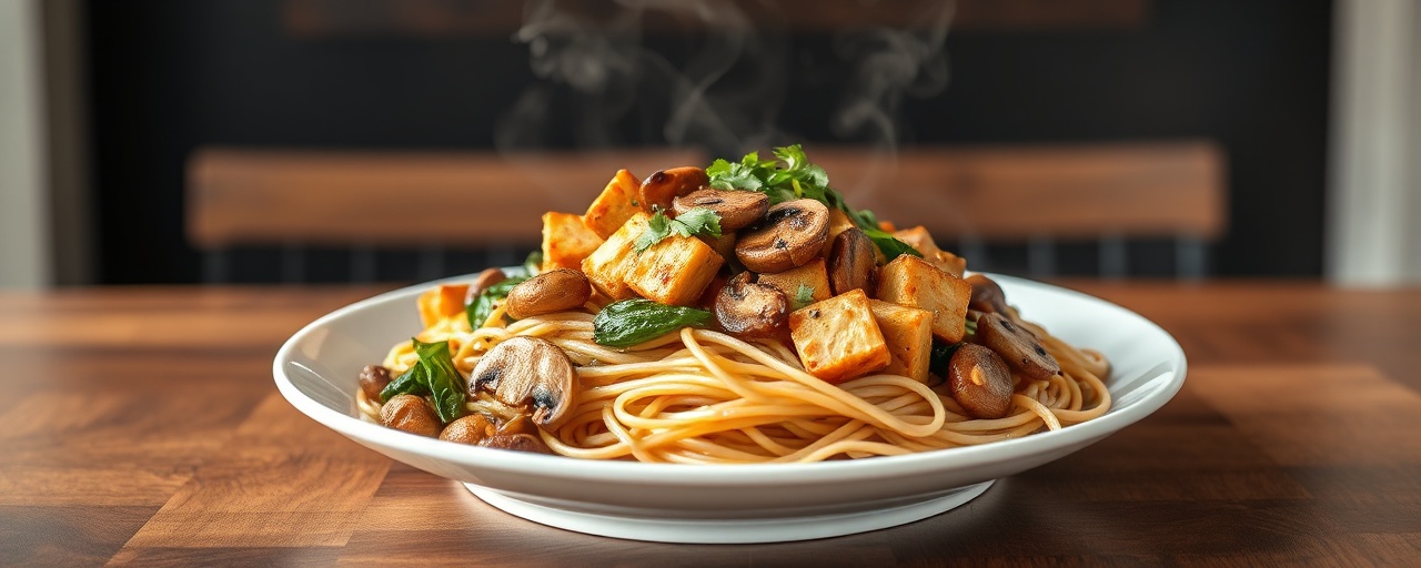 Spicy Pan-Asian Mushroom and Tofu Stir-fry with Soba Noodles