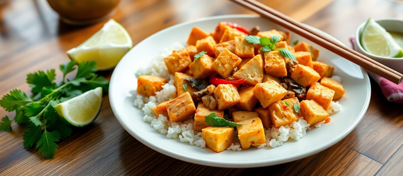 Spicy Thai Peanut Tofu Stir-fry