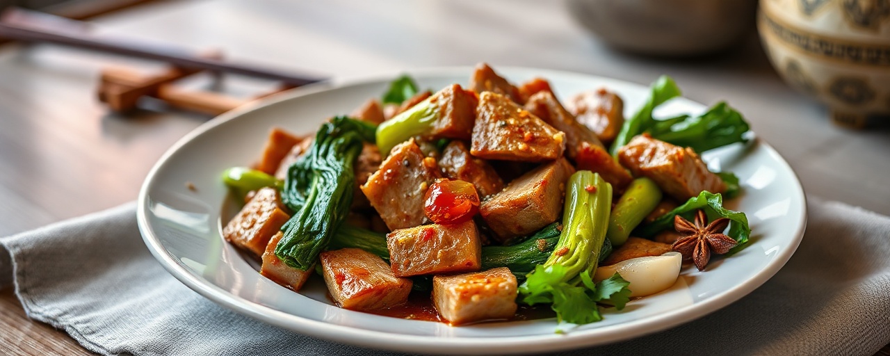 Star Anise Glazed Pork and Bok Choy Stir-fry