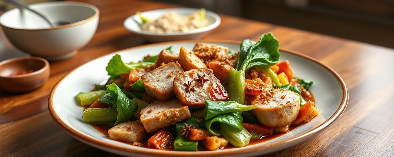 Star Anise Glazed Pork and Bok Choy Stir-fry